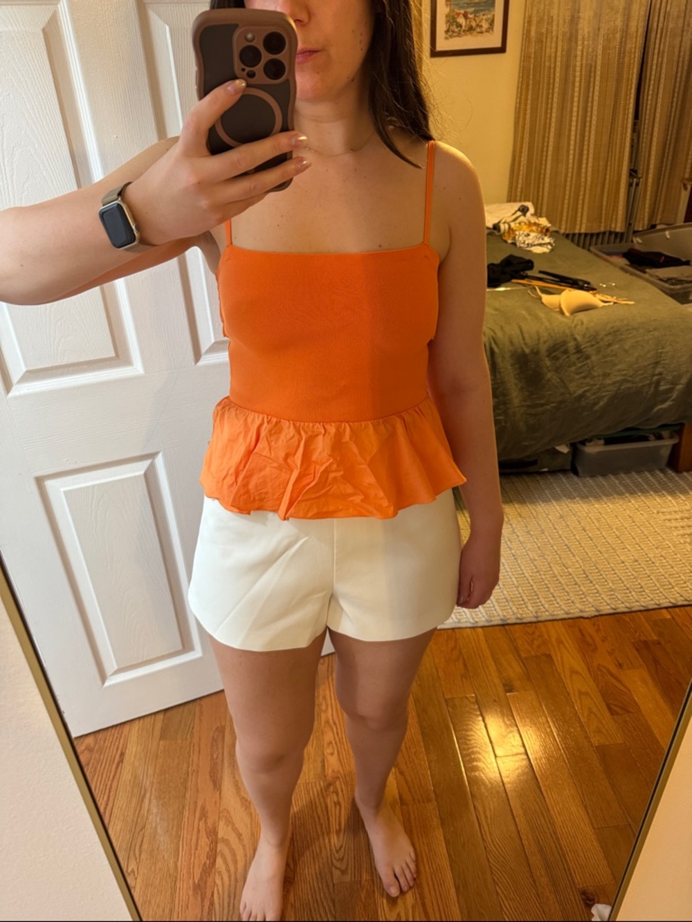 Zara Orange Peplum Tank Top